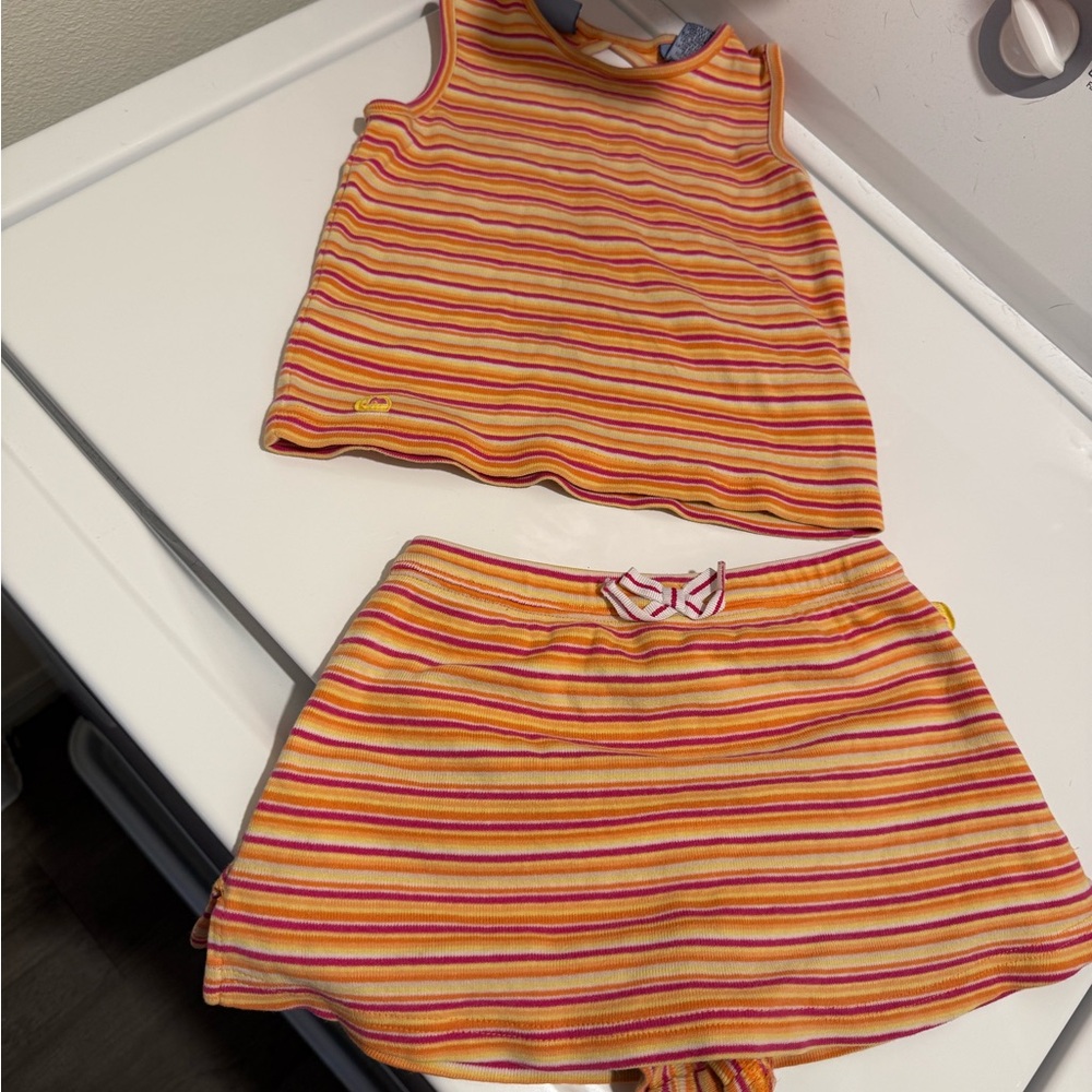 Koala kids 1994 Striped Orange and Pink Tank Top and Skirt Set (toys R us origin